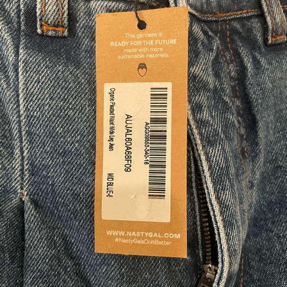 Nasty Gal Organic Pleated Wide Leg Jeans 0175 - Picture 5 of 8